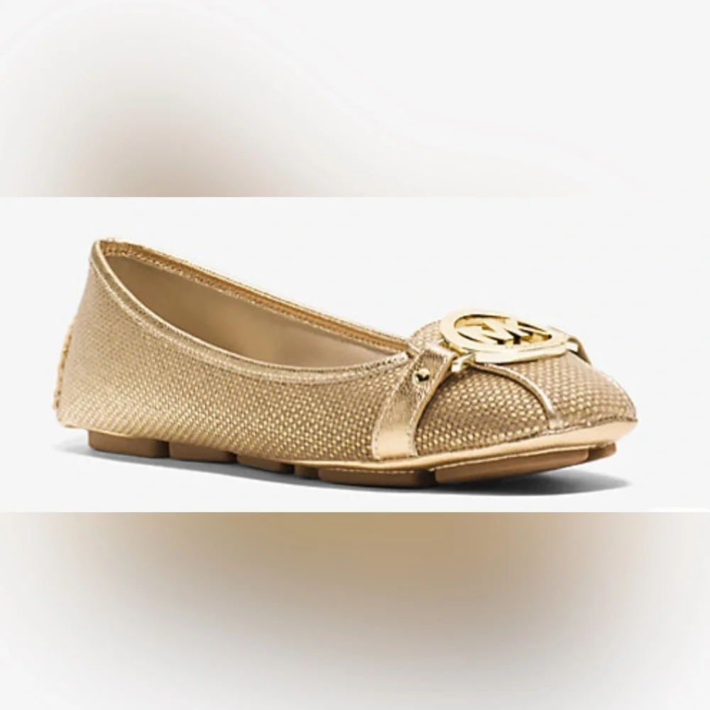MICHAEL MICHAEL KORS Fulton Metallic Canvas & Leather Moccasin / Ballet flat.  7 - Picture 2 of 13